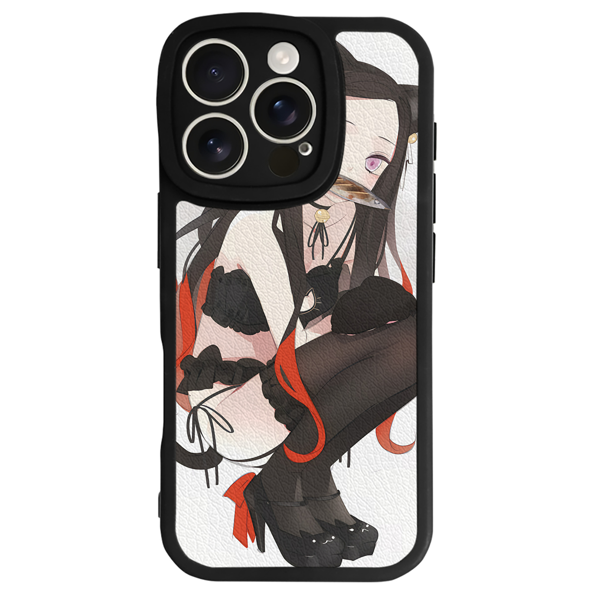 （画像用） 鬼滅の刃（きめつのやいば）竈門 禰󠄀豆子／かまど ねずこ Kamado Nezuko 【iPhone 16シリーズ対応】シリコンスマホケース（レザー調） 材質：シリコン